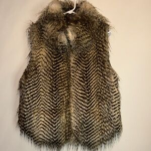Faux Fur Vest in Black and Brown